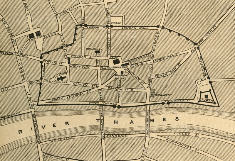 'Part of Modern London, Showing the Ancient Wall', 1897. Creator: Unknown.