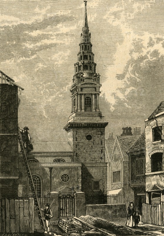 'St. Bride's Church, Fleet Street, 1824', (1897). Creator: Unknown.