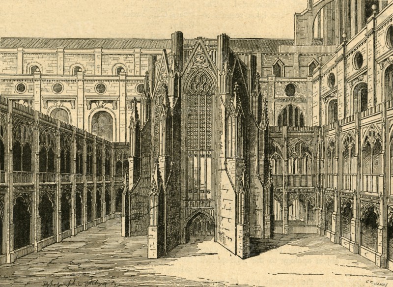 'The Chapter House of Old St. Paul's, from a view by Hollar', (1897). Creator: Unknown.