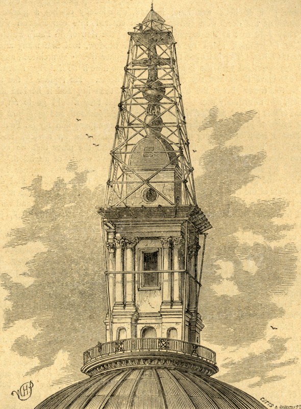 'The Scaffolding and Observatory on St. Paul's in 1848', (1897). Creator: Unknown.
