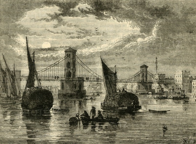 'Hungerford Suspension Bridge, 1850', (1881). Creator: Unknown.