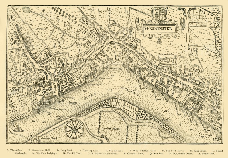 'Plan of Westminster. (From Norden's Survey, taken in Queen Elizabeth's Reign, 1593)', (1881). Creator: Unknown.