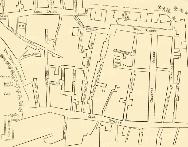 'Plan of a Portion of Westminster Between 1734 and 1748 - Before the Erection of Great George Street Creator: Unknown.