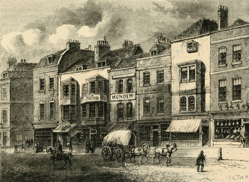 'The Borough, High Street, in 1825', (c1878). Creator: Unknown.