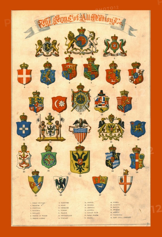 'The Arms of All Nations', 1858. Creator: Unknown.