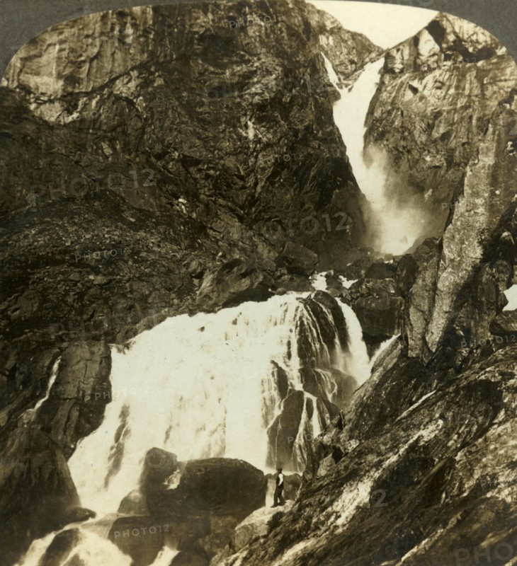 'Flood from a melting glacier at Rembesdal Falls, Norway', c1905. Creator: Unknown.
