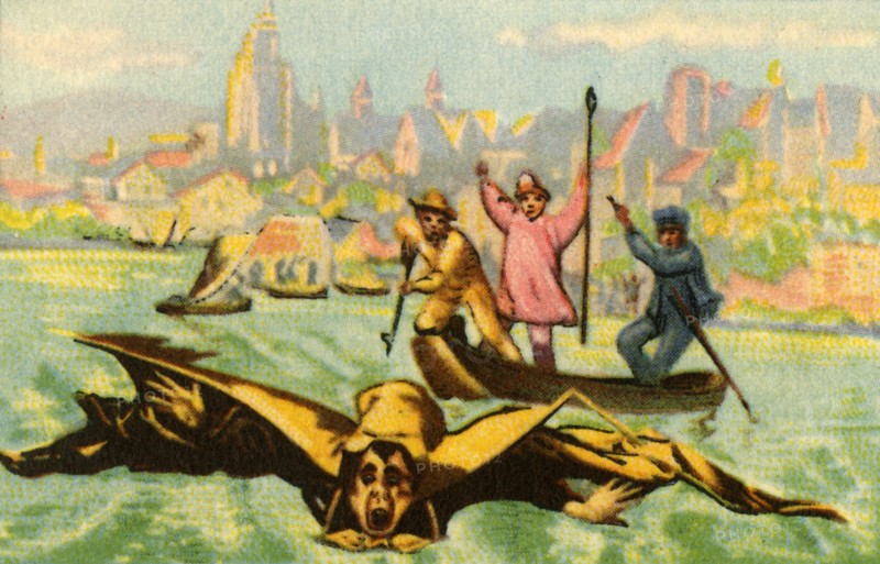Berblinger's attempt to fly across the Danube, 1811, (1932). Creator: Unknown.