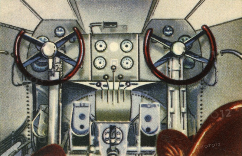Cockpit on board the Dornier flying boat, 1920s, (1932).  Creator: Unknown.
