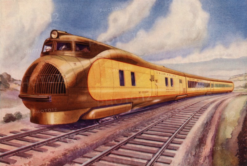 'Speeding Across A Continent. America's first diesel-electric Express has opened up a new era in rai Creator: Unknown.
