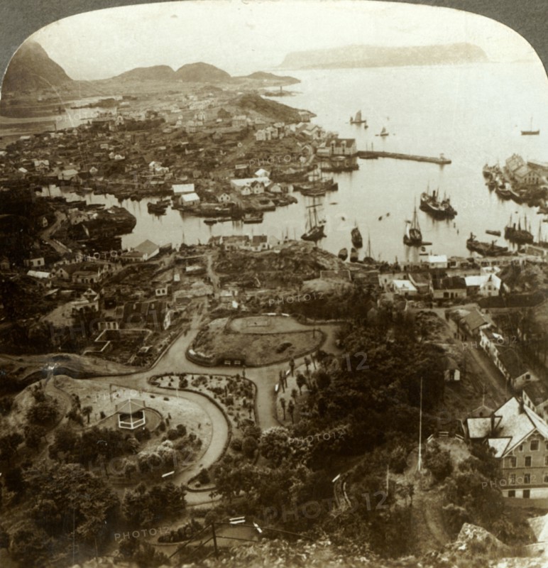'Restoring a burned city - Aalesund, an island port, and important cod-fish market, Norway', c1905. Creator: Unknown.