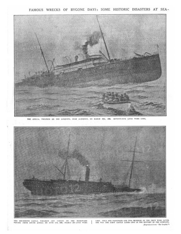'Famous Wrecks of Bygone Days: Some Historic Disasters at Sea', April 20, 1912. Creator: Unknown.