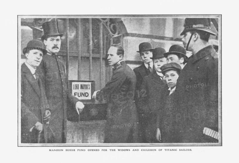 'Mansion House Fund Opened for the Widows and Children of Titanic Sailors', April 20, 1912. Creator: Unknown.