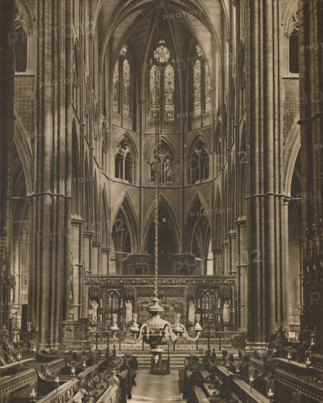 'The High Altar and Reredos Beyond The Choir of Westminster Abbey', c1935. Creator: Francis Frith & Co.