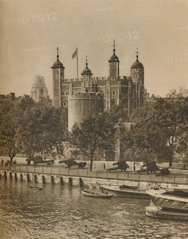 'London's Oldest and Newest Public Buildings from Tower Bridge', c1935. Creator: Unknown.