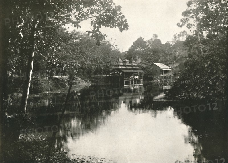 'Sacred Horse Shoe Lake and Zayats, Wingaba, Rangoon', 1900. Creator: Unknown.