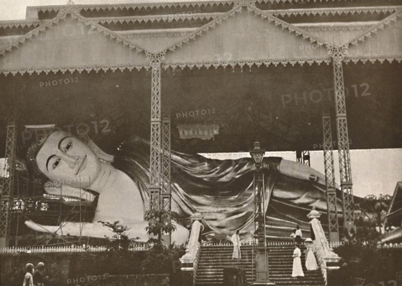 'Gigantic Reclining Figure of Buddha, Pegu', 1900. Creator: Unknown.