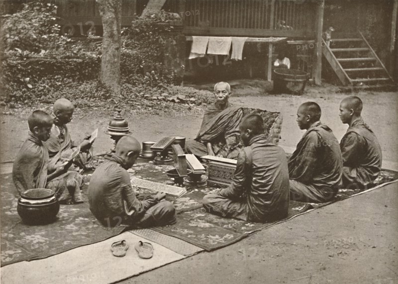 'Buddhist Priest with Pupils', 1900. Creator: Unknown.