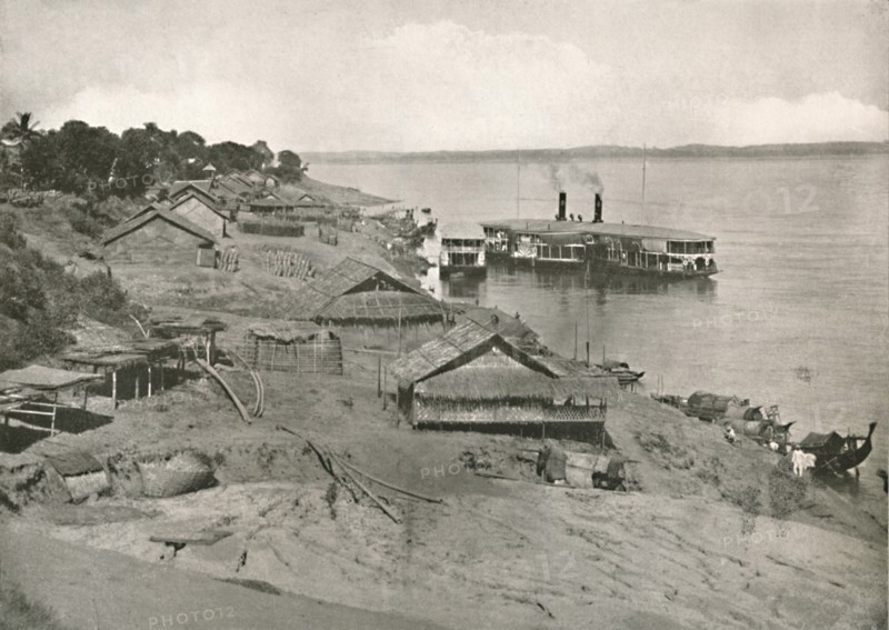 'Bhamo - Irrawaddy Flotilla Mail Steamer at the Ghat', 1900. Creator: Unknown.