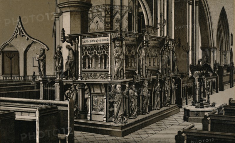 'The Pulpit, St. Nicholas Church', c1880. Creator: Unknown.