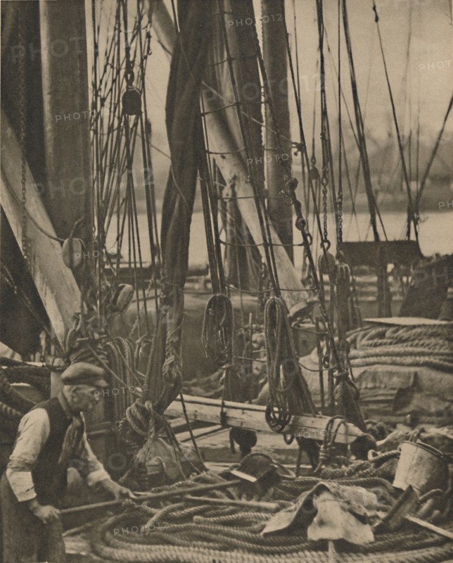 'At the Foot of the Mast on a Thames Barge', c1935. Creator: Walter Benington.