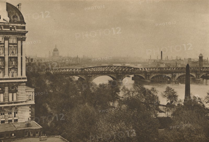 'Adelphi Terrace Overlooks The River Eastward from the Hotel Cecil to the Tower Bridge', c1935. Creator: Donald McLeish.