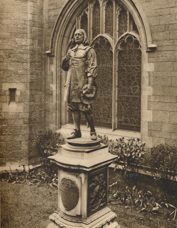 'Milton's Statue Outside His Own Burial-Place in the City', c1935. Creator: Unknown.