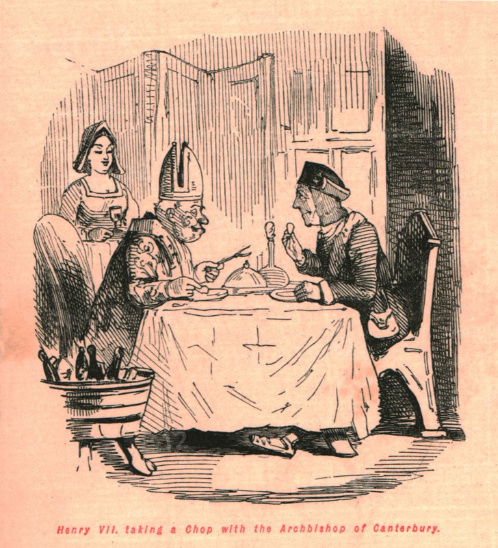 'Henry VII taking a chop with the Archbishop of Canterbury', 1897. Creator: John Leech.