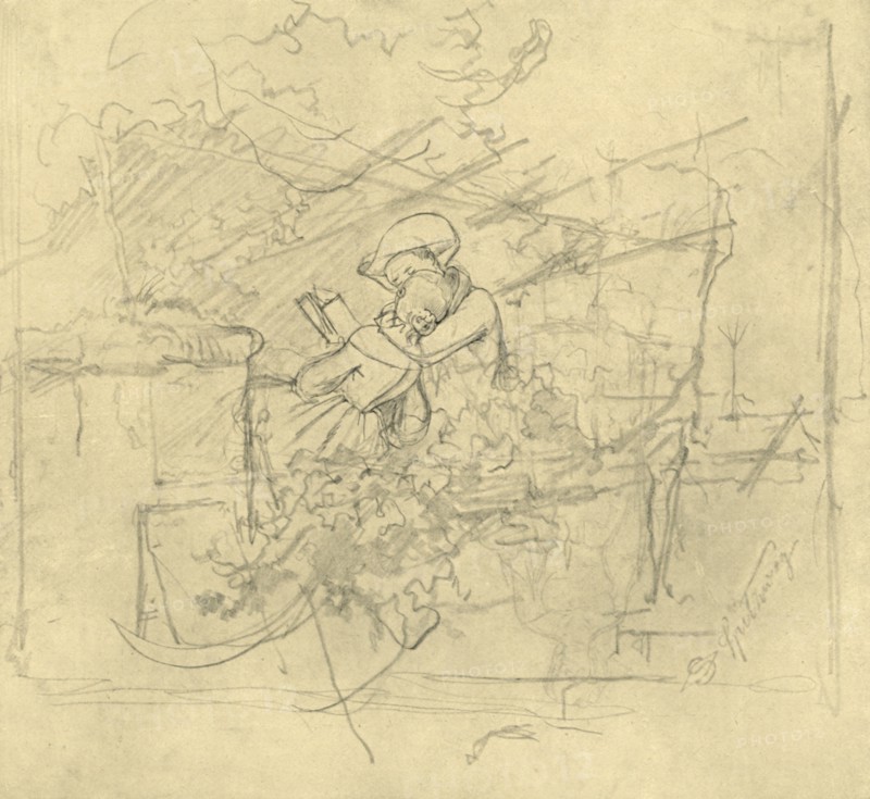 'Lektüre', mid-late 19th century, (c1924).  Creator: Carl Spitzweg.