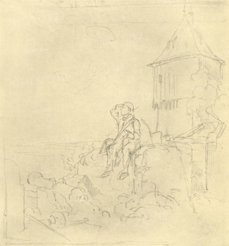 'Berdächtiger Rauch', mid-late 19th century, (c1924). Creator: Carl Spitzweg.