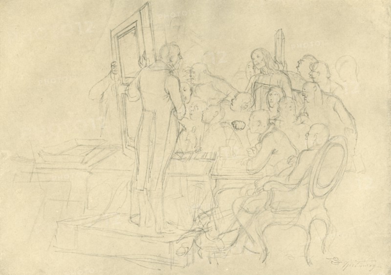 'Die Kunstauktion', mid-late 19th century, (c1924).  Creator: Carl Spitzweg.
