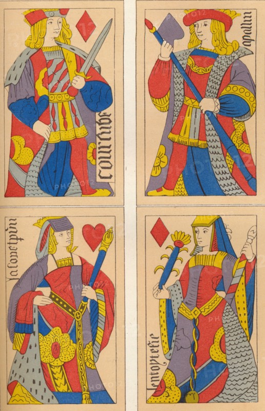 Playing cards, 16th century?, (1849). Creator: E Hauger.