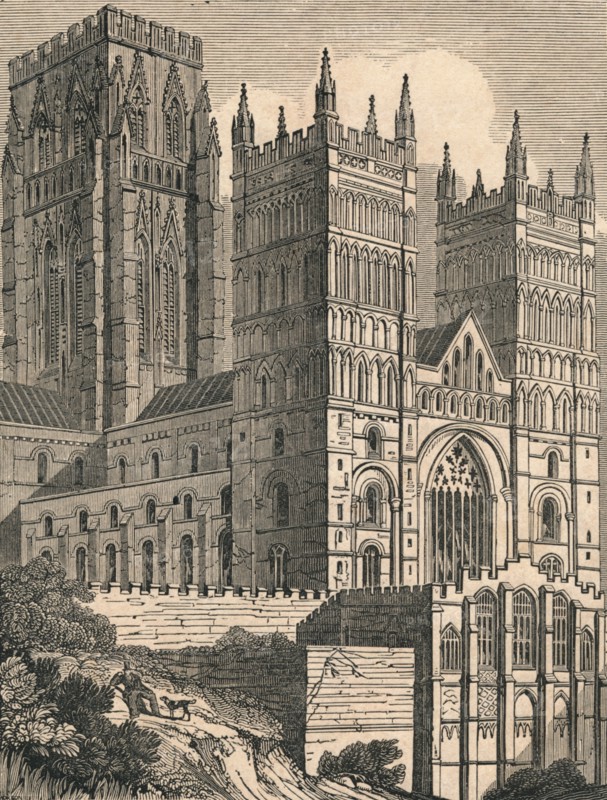 'North-West View of Durham Cathedral', c1843. Creator: J Jackson.