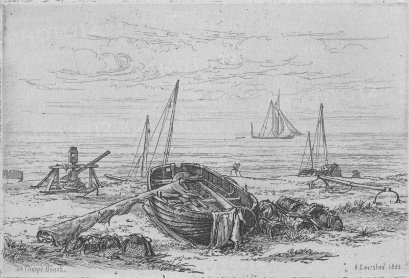 'On Thorpe Beach', 1888. Creator: Arthur Evershed.