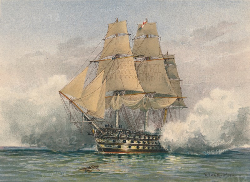 'The Victory, (Launched 1765)', late 19th-early 20th century. Creator: William Frederick Mitchell.