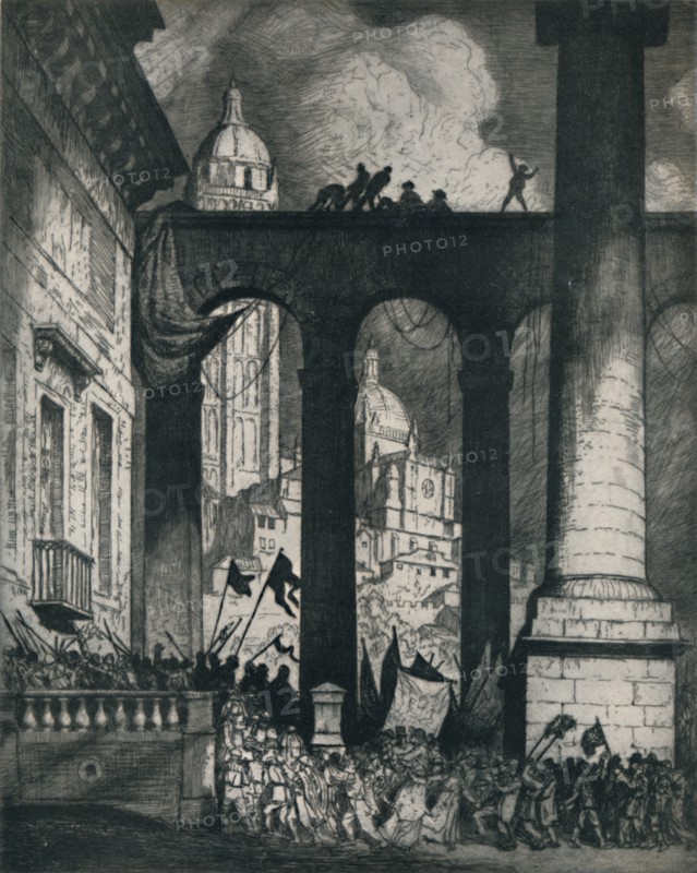 'The Colonnade', 1914, (1922). Creator: William Strang.