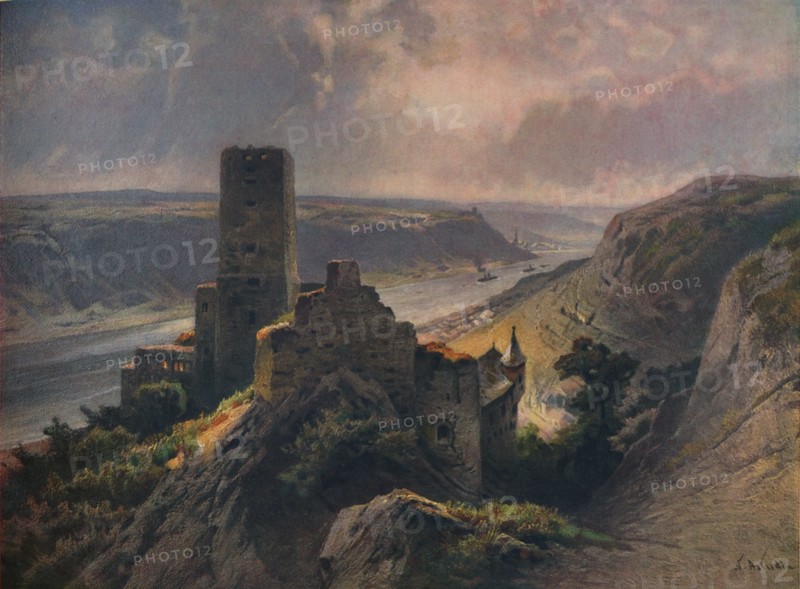 'Burg Gutenfels mit Blick auf Oberwesel', (Gutenfels Castle overlooking Oberwesel), 1923. Creator: Nikolai of Astudin.
