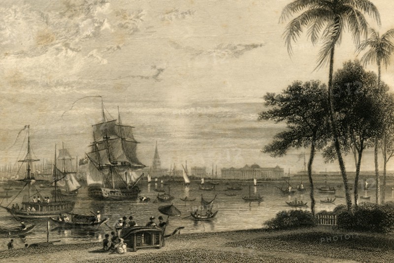 'Calcutta, from Garden house reach', 1835. Creator: William Daniell.