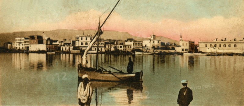 'Suez - View of the toun during high waters', c1918-c1939. Creator: Unknown.