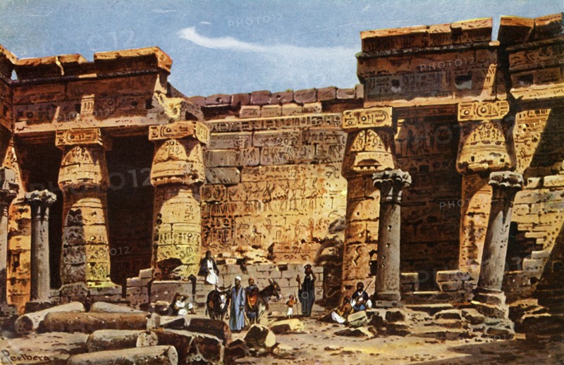 'Courtyard of the temple of Medinet Hobou', c1918-c1939. Creator: Unknown.