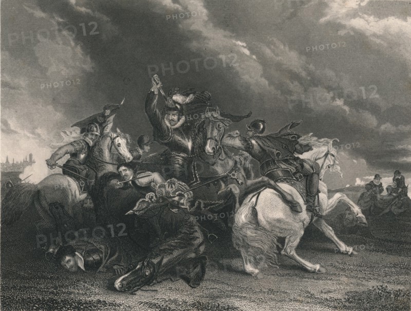 'Sir William Russell at the Battle of Zutphen', 1586, (c1830s). Creator: J Rogers.