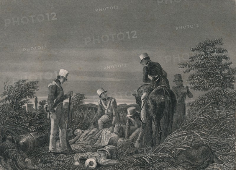 'Finding The Colours of the 24th Regiment After The Battle of Chilianwallah, January 1849'. Creator: J Rogers.