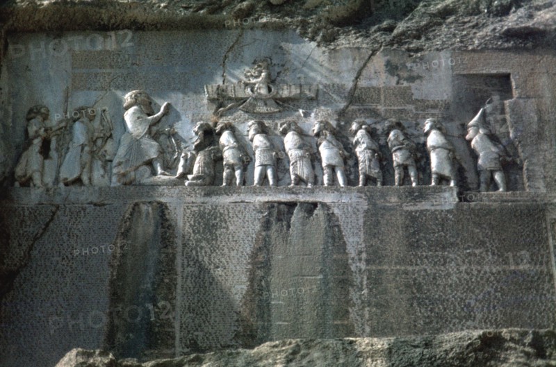 Detail of trilingual relief of Darius, Bisitun, Iran