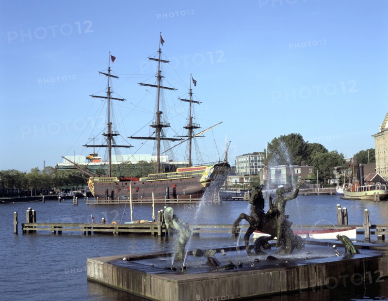 Replica Dutch East Indiaman at Scheepvaart Museum, Amsterdam, Netherlands