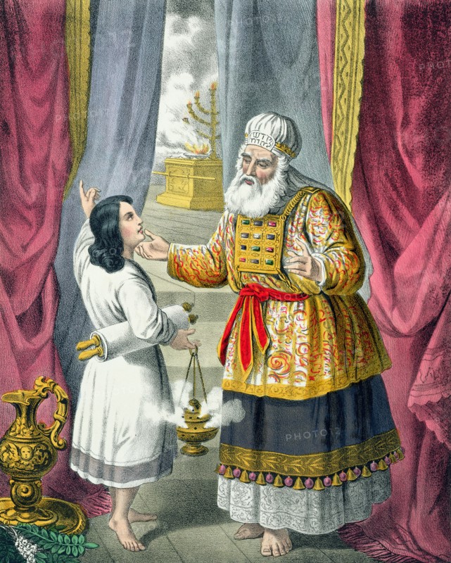 Eli questioning Samuel regarding his vision, 1870s. Artist: Siegfried Detlev Bendixen