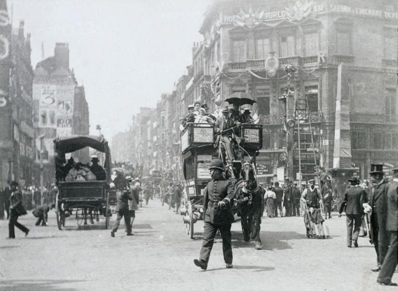 Ludgate Circus, London, prepared for Queen Victoria's Diamond Jubilee, 1897. Artist: Paul Martin