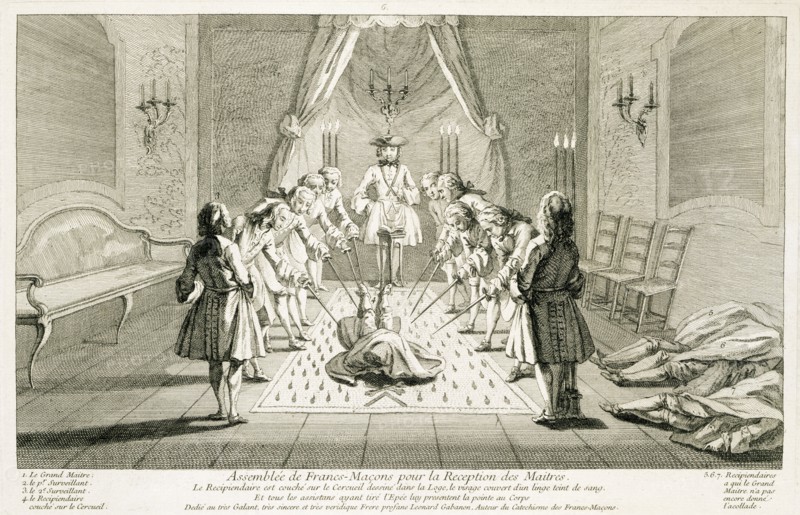 Assembly of Freemasons for the initiation of a master, c1733. Artist: Unknown