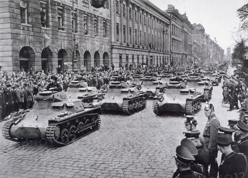 Convoy of tanks taking part in Adolf Hitler's birthday celebrations, 29th April 1936. Artist: Unknown