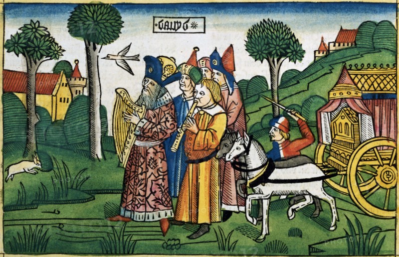 2 Samuel 6:1-5: David brings the Ark to Jerusalem. Artist: Unknown