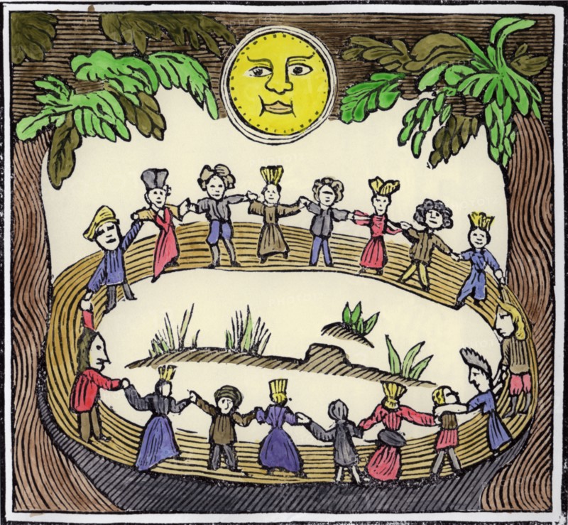 A circle of witches dancing beneath a full Moon, 19th or early 20th century. Artist: William Linnell