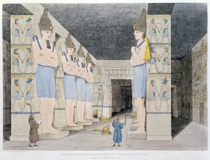 'The Interior of the Temple at Ybsombul in Nubia', 1820-1822. Artist: Agostino Aglio